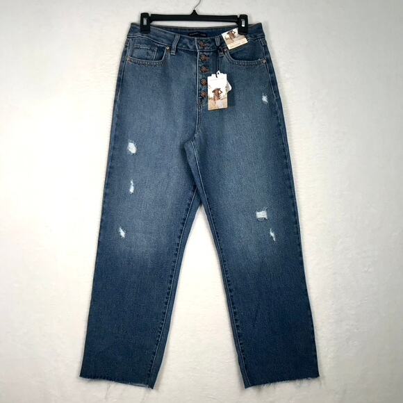 Sincerely Jules Jeans Size‎ 5 Mom Stovepipe Distressed Button Loose Baggy Skater - Picture 1 of 9